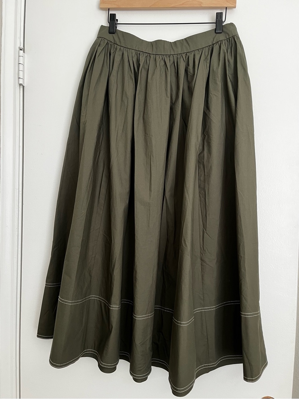 NWT J.Crew Contrast-stitch Midi Skirt in Cotton Poplin NWT Size 10 - Picture 5 of 10